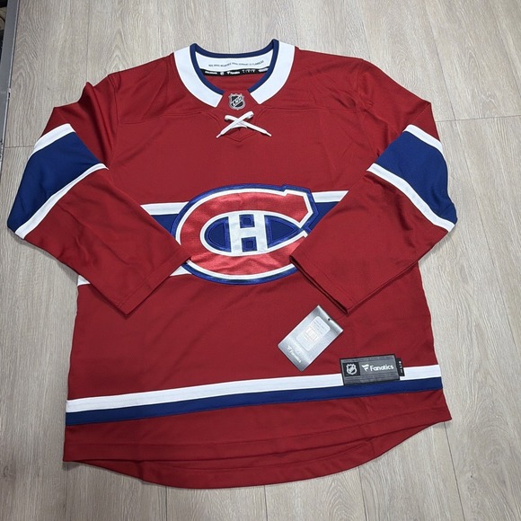Montreal Canadiens Fanatics Breakaway Men's Jersey Large Red Embroidered New!!
